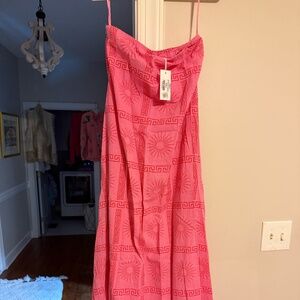 Petal & Pup Soph Print Maxi Dress Strapless Pink Red L